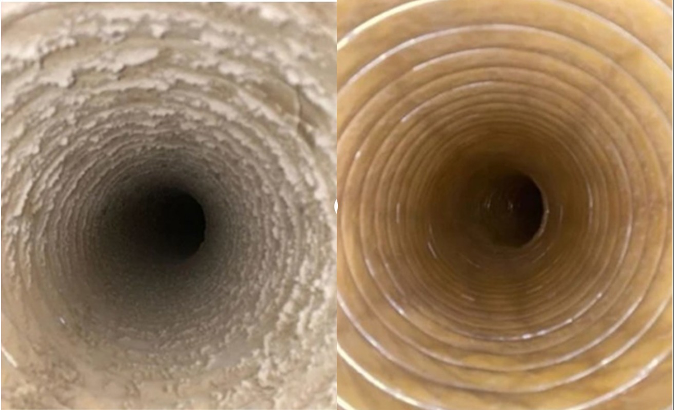 Before and after duct cleaning
