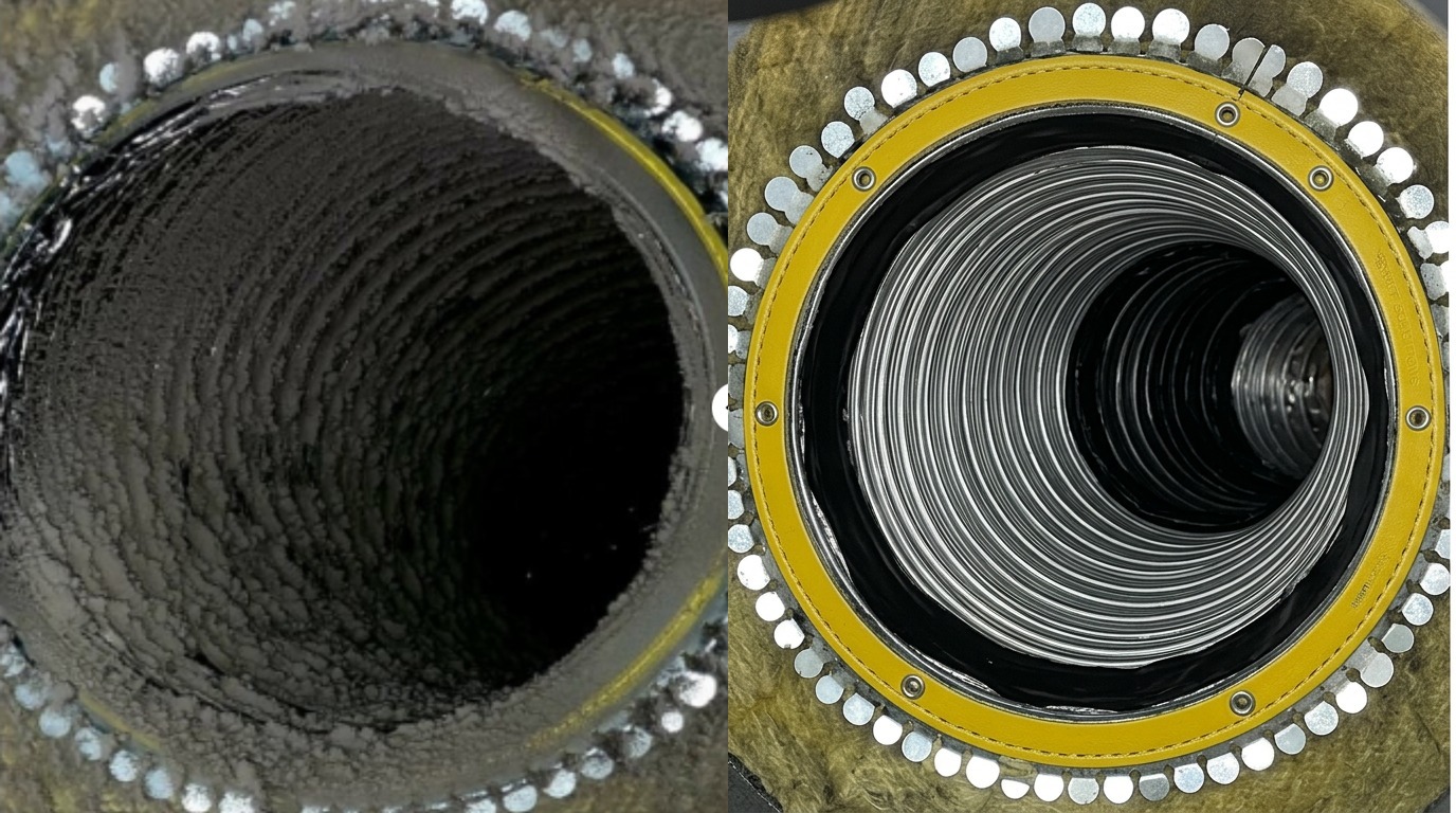 Before and after duct cleaning